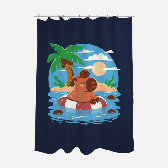 Summer Capybara-None-Polyester-Shower Curtain-TechraNova