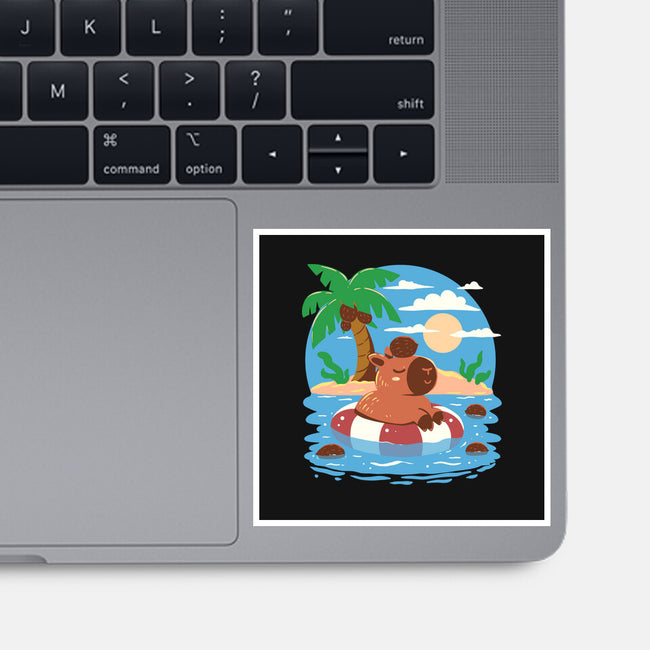 Summer Capybara-None-Glossy-Sticker-TechraNova