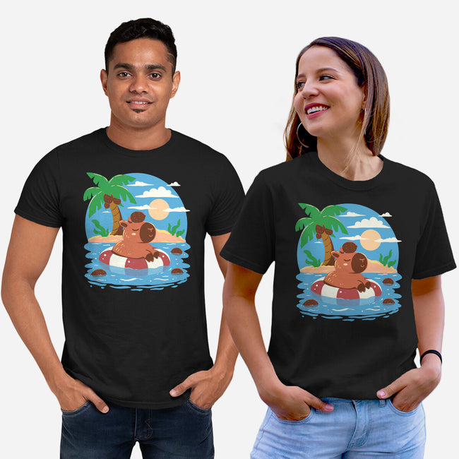 Summer Capybara-Unisex-Basic-Tee-TechraNova