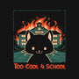 Cat At School On Fire-Womens-Basic-Tee-worlddominationforcats