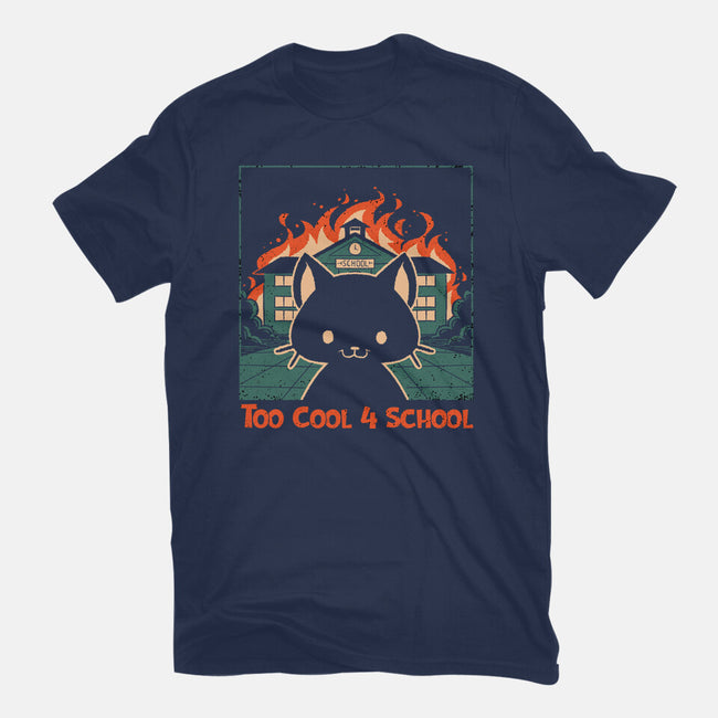 Cat At School On Fire-Womens-Basic-Tee-worlddominationforcats