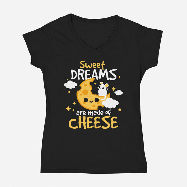 Sweet Dreams Are Made Of Cheese-Womens-V-Neck-Tee-NemiMakeit