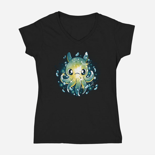 Octopus Light-Womens-V-Neck-Tee-Vallina84