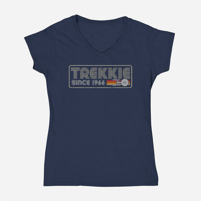 Trekkie Since 1966-Womens-V-Neck-Tee-DrMonekers