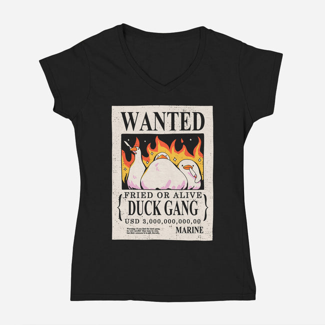 Duck Gang-Womens-V-Neck-Tee-yumie