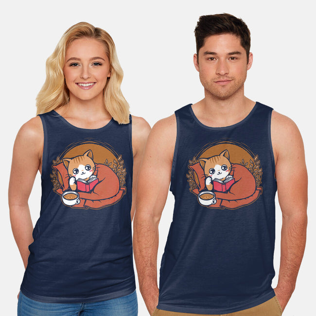 Comfy Cat Book-Unisex-Basic-Tank-Studio Mootant