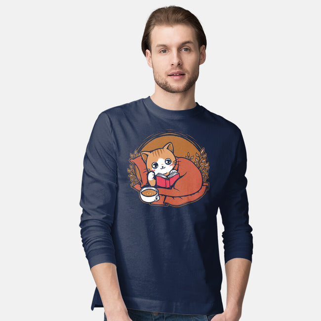 Comfy Cat Book-Mens-Long Sleeved-Tee-Studio Mootant