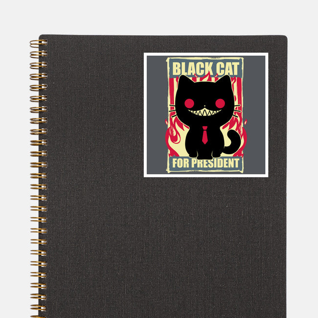 Black Cat For President-None-Glossy-Sticker-Studio Mootant