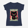 Black Cat For President-Womens-V-Neck-Tee-Studio Mootant