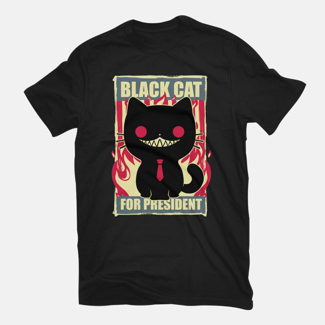 Black Cat For President-Youth-Basic-Tee-Studio Mootant