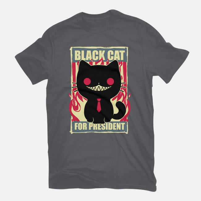 Black Cat For President-Mens-Basic-Tee-Studio Mootant