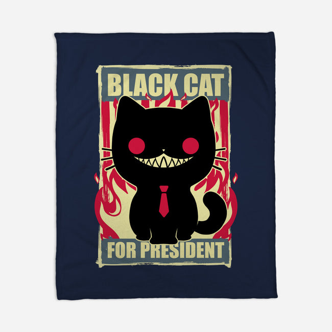 Black Cat For President-None-Fleece-Blanket-Studio Mootant