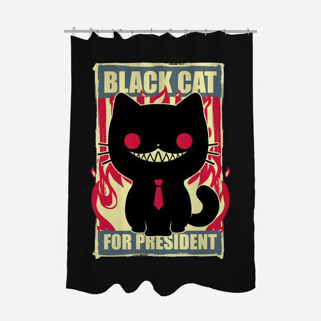 Black Cat For President-None-Polyester-Shower Curtain-Studio Mootant