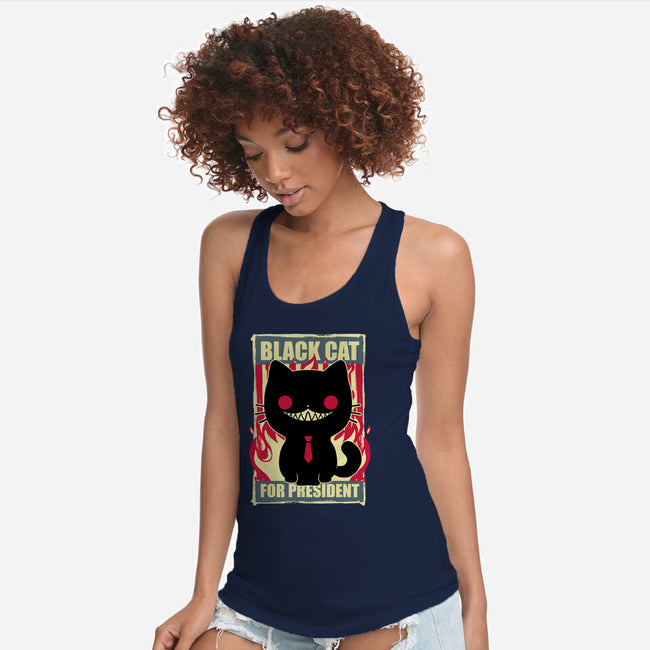 Black Cat For President-Womens-Racerback-Tank-Studio Mootant