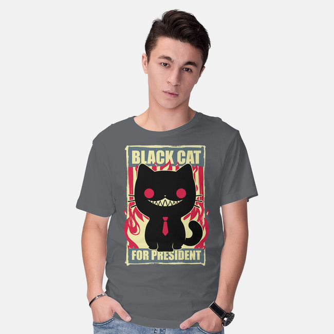 Black Cat For President-Mens-Basic-Tee-Studio Mootant