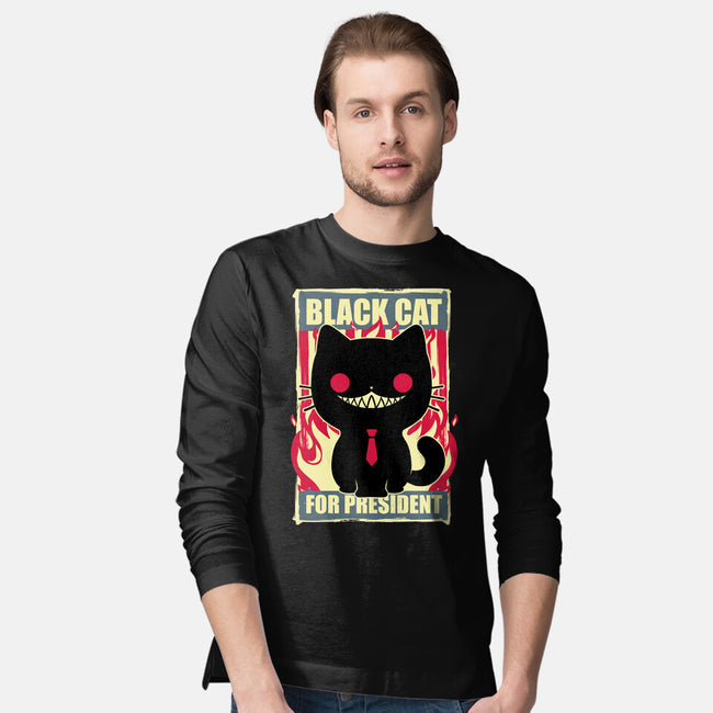 Black Cat For President-Mens-Long Sleeved-Tee-Studio Mootant