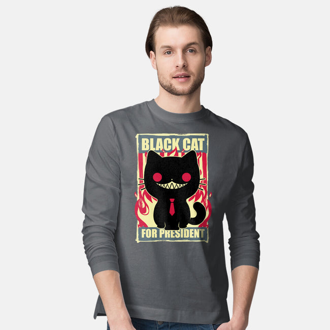 Black Cat For President-Mens-Long Sleeved-Tee-Studio Mootant