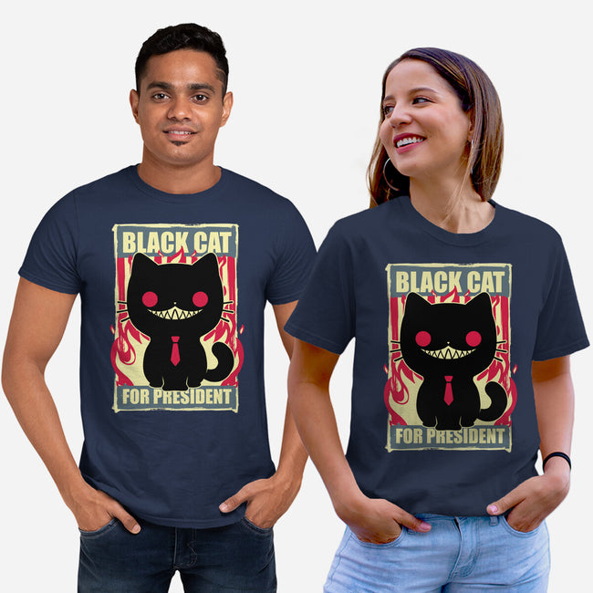 Black Cat For President-Unisex-Basic-Tee-Studio Mootant