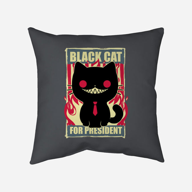 Black Cat For President-None-Removable Cover w Insert-Throw Pillow-Studio Mootant