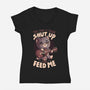 Feed Me Cat Song-Womens-V-Neck-Tee-eduely