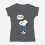 Dogtor Leonard McSnoop-Womens-V-Neck-Tee-DrMonekers