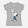 Dogtor Leonard McSnoop-Womens-V-Neck-Tee-DrMonekers