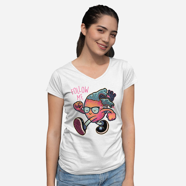 Follow Your Heart-Womens-V-Neck-Tee-glitchygorilla