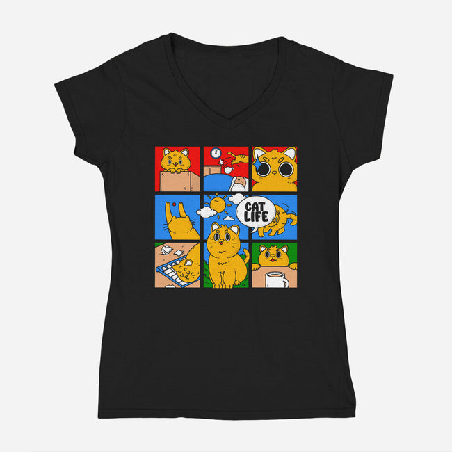 Cat Life-Womens-V-Neck-Tee-Tri haryadi