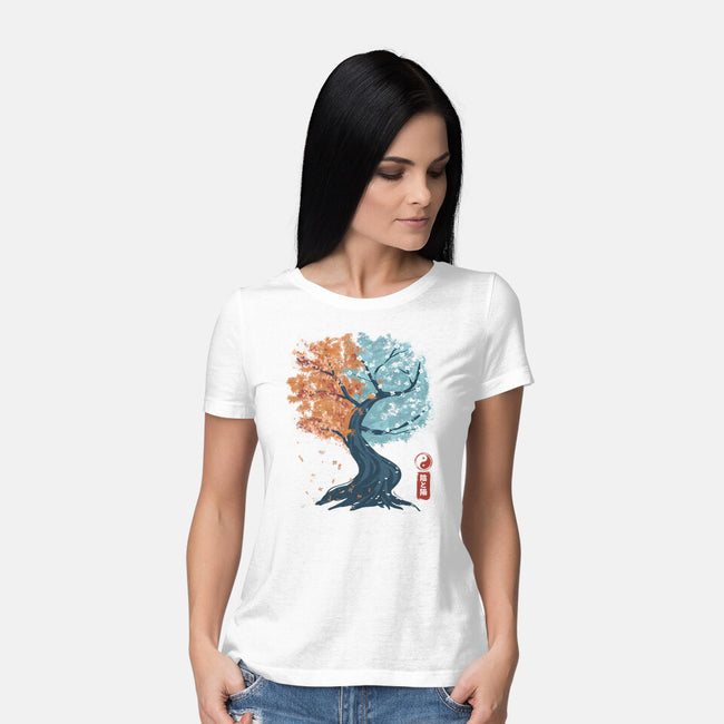 Yin Yang Tree-Womens-Basic-Tee-IKILO