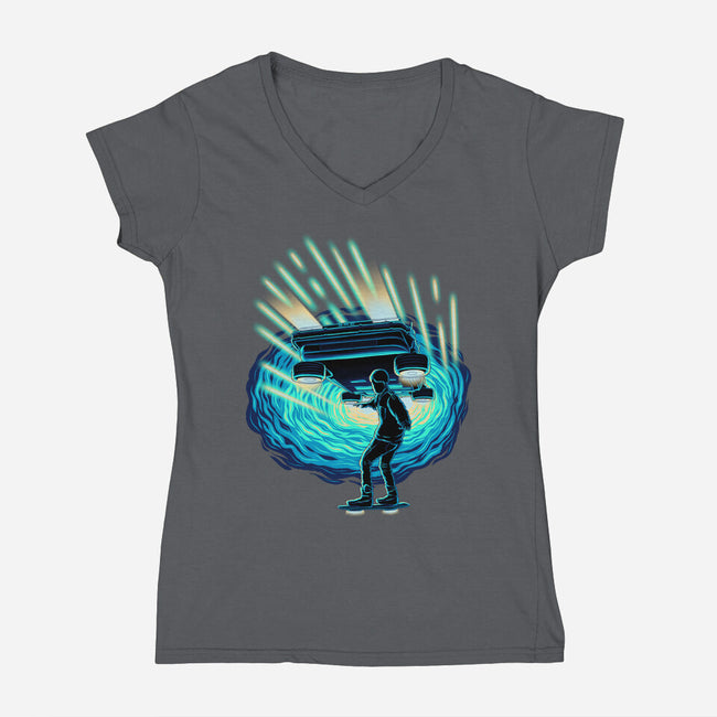 Time Surfing-Womens-V-Neck-Tee-rmatix