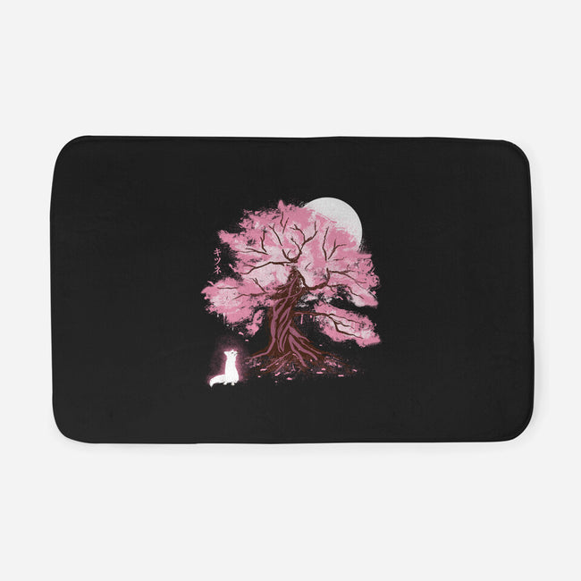 Fox At Sakura Tree-None-Memory Foam-Bath Mat-IKILO