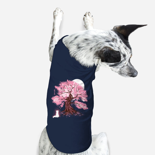 Fox At Sakura Tree-Dog-Basic-Pet Tank-IKILO