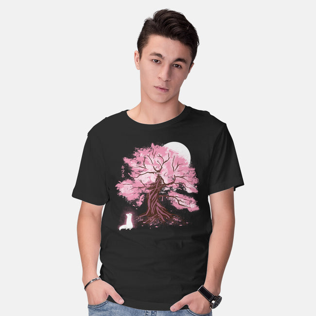 Fox At Sakura Tree-Mens-Basic-Tee-IKILO