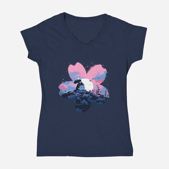 Sakura Spirit-Womens-V-Neck-Tee-IKILO