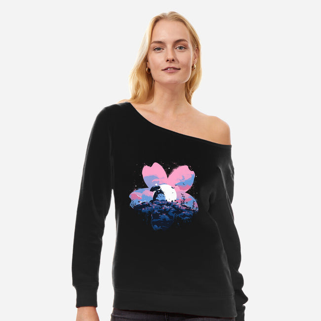 Sakura Spirit-Womens-Off Shoulder-Sweatshirt-IKILO