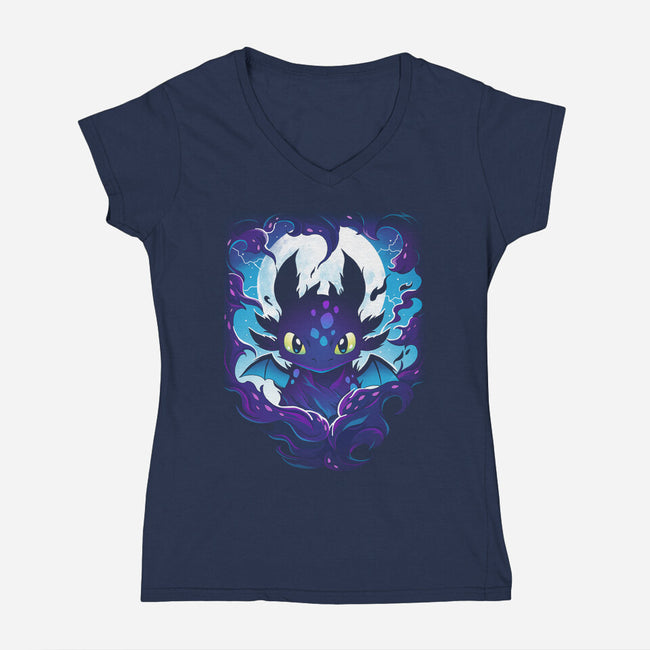 Darkness Dragon-Womens-V-Neck-Tee-Vallina84