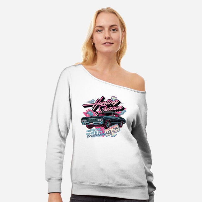 Hunting Season-Womens-Off Shoulder-Sweatshirt-glitchygorilla