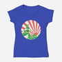 The Great Wave Of Cowabunga-Womens-V-Neck-Tee-dalethesk8er