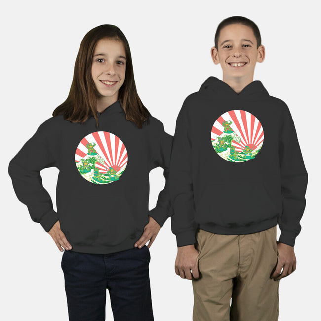 The Great Wave Of Cowabunga-Youth-Pullover-Sweatshirt-dalethesk8er