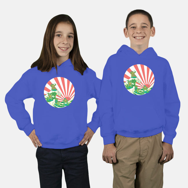 The Great Wave Of Cowabunga-Youth-Pullover-Sweatshirt-dalethesk8er