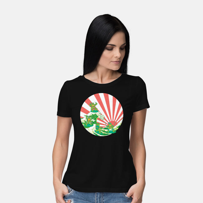 The Great Wave Of Cowabunga-Womens-Basic-Tee-dalethesk8er