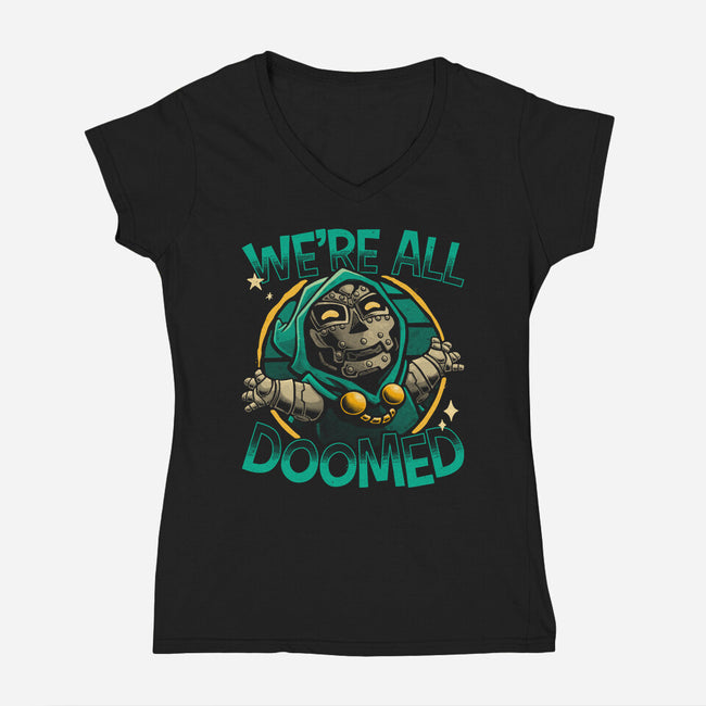 All Doomed-Womens-V-Neck-Tee-teesgeex