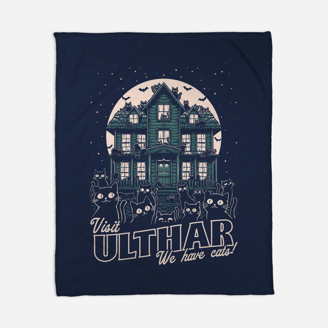 Cats Visit Ulthar-None-Fleece-Blanket-Studio Mootant