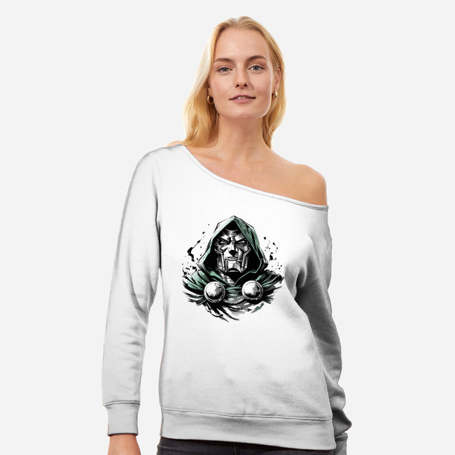 Doom The Destroyer-Womens-Off Shoulder-Sweatshirt-ddjvigo