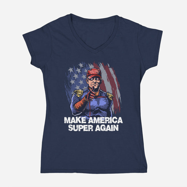 Make America Super Again-Womens-V-Neck-Tee-zascanauta