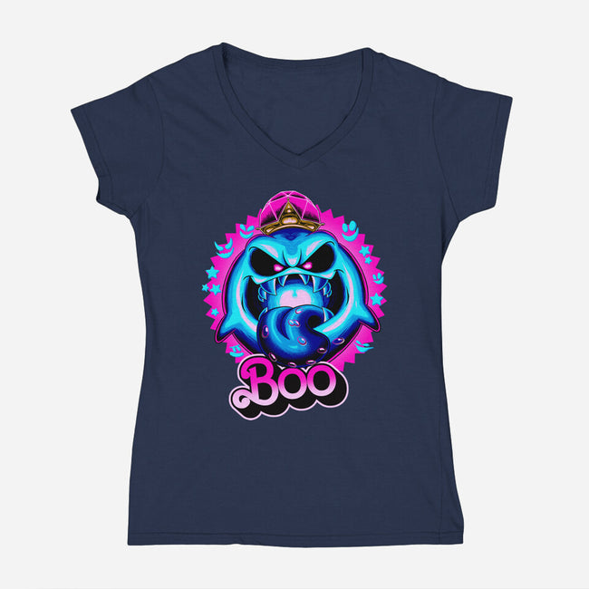 Boo Doll-Womens-V-Neck-Tee-rmatix