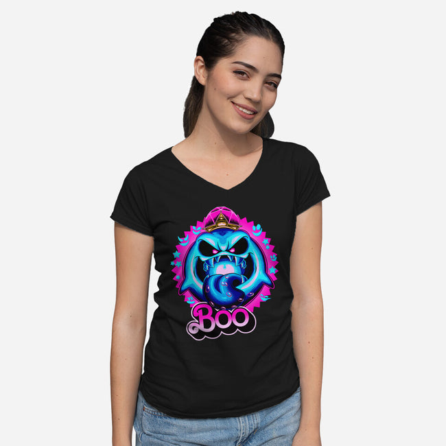 Boo Doll-Womens-V-Neck-Tee-rmatix