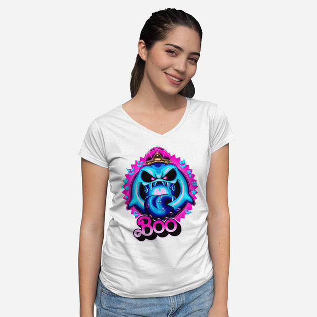 Boo Doll-Womens-V-Neck-Tee-rmatix