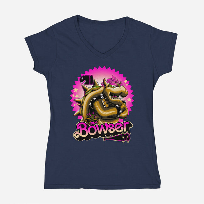 Bowser Doll-Womens-V-Neck-Tee-rmatix