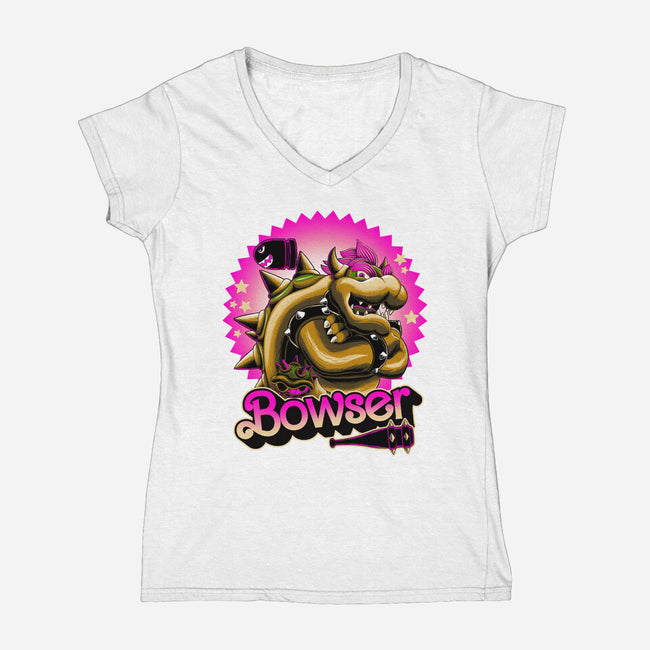 Bowser Doll-Womens-V-Neck-Tee-rmatix